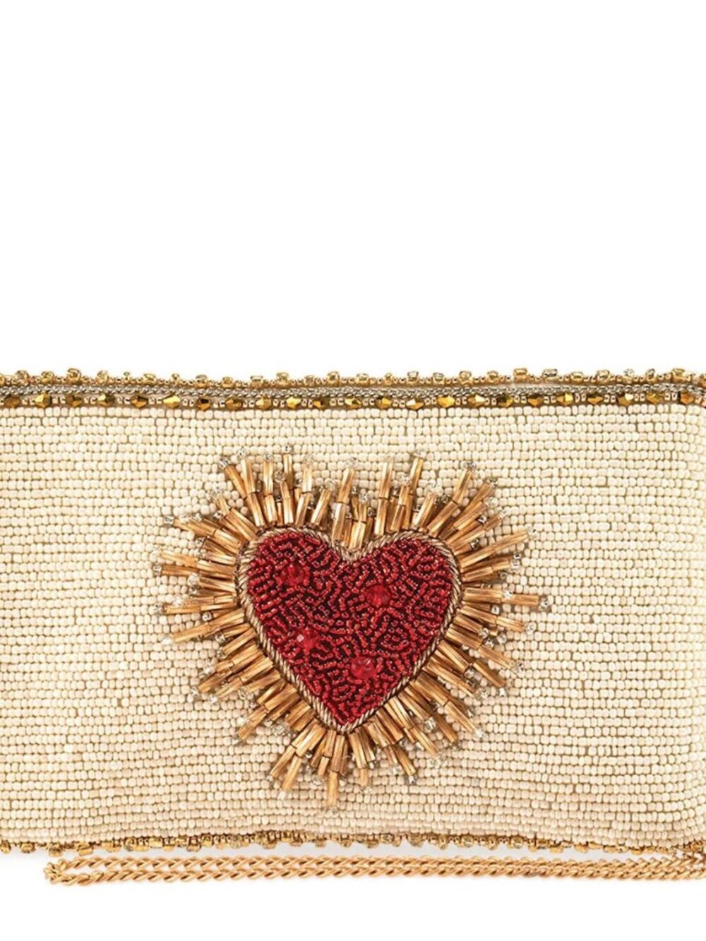 MARY FRANCES Heart Burst Crossbody Phone Bag Beaded Mini Bag